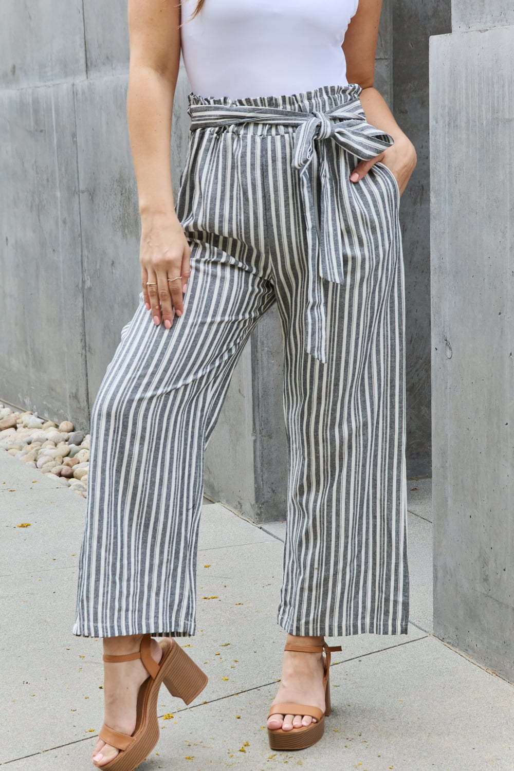 Heimish Find Your Path Full Size Paperbag Waist Striped Culotte Pants –  Diamond Orchid Boutique